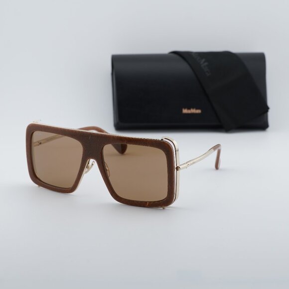 Max Mara JEAN MM0119 56E Square Sunglasses - Havana/Gold/Brown main image 6